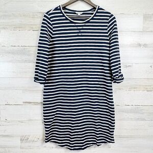 Lucky Brand Womens Striped 3/4 Sleeve T-Shirt Dress Navy‎ Blue White Size Small